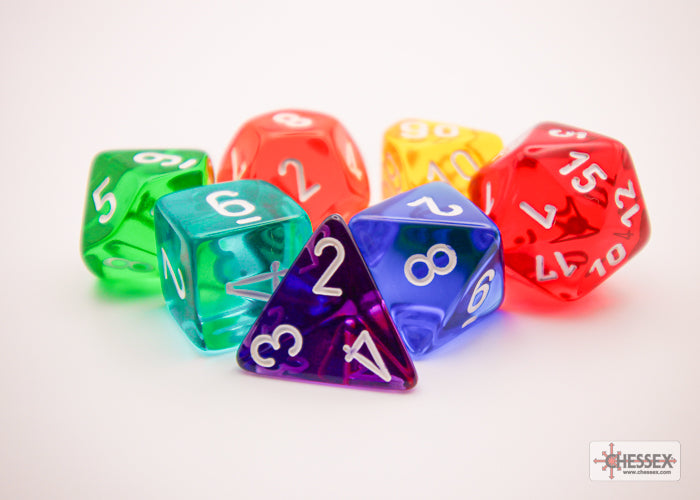 Chessex Prism Translucent: GM & Beginner Player Polyhedral 7-Die Set