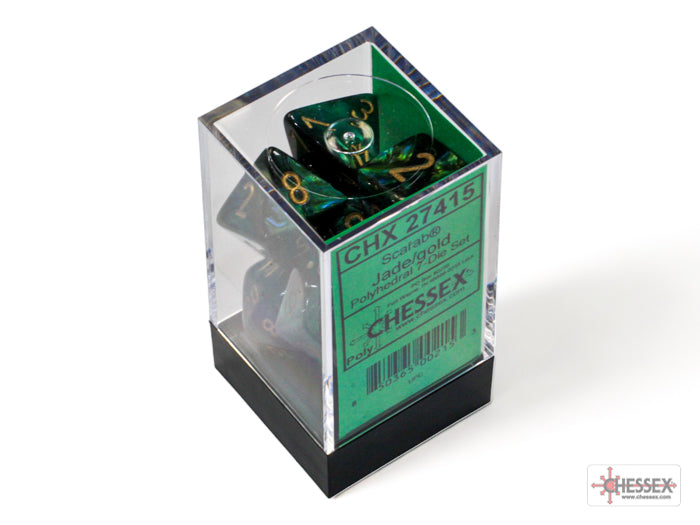 Chessex Scarab: Jade/Gold Polyhedral 7-Dice Set