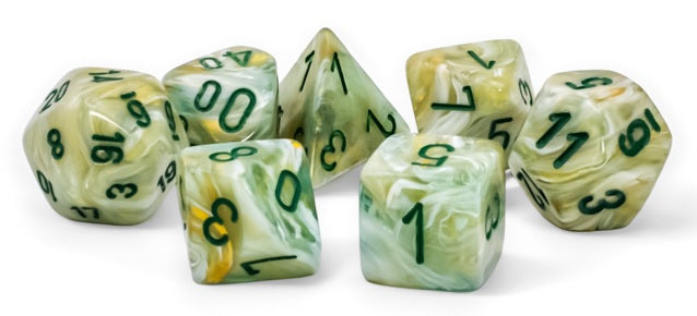 Chessex Mega-hedral Marble: Green/dark green 7-Die Set