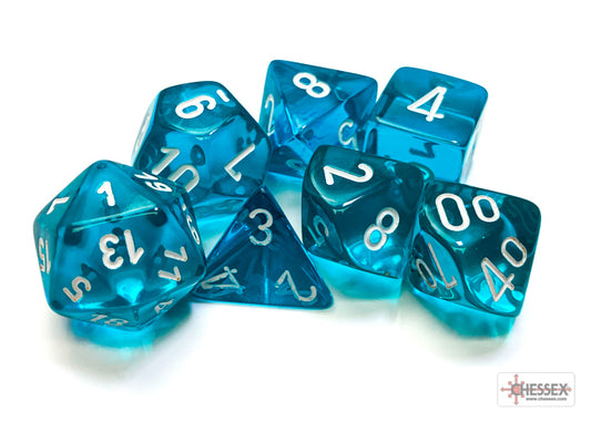 Chessex Translucent: Teal/White Polyhedral 7-Dice Set