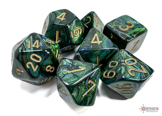 Chessex Scarab: Jade/Gold Polyhedral 7-Dice Set