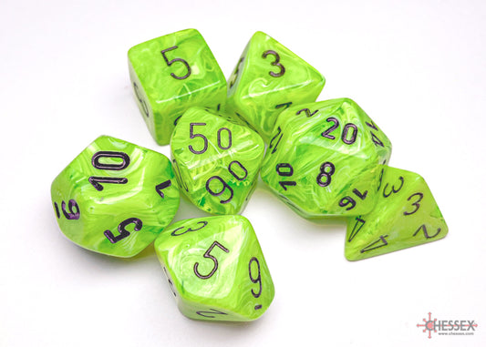 Chessex Vortex: Bright Green/Black Polyhedral 7-Dice Set