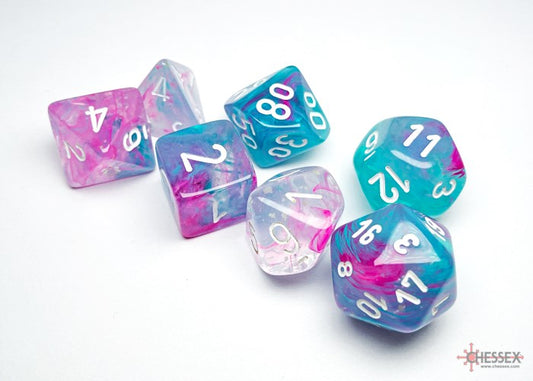Chessex Nebula: Wisteria/White Luminary Polyhedral 7-Dice Set
