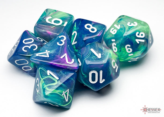 Chessex Festive: Waterlily/White Polyhedral 7-Dice Set