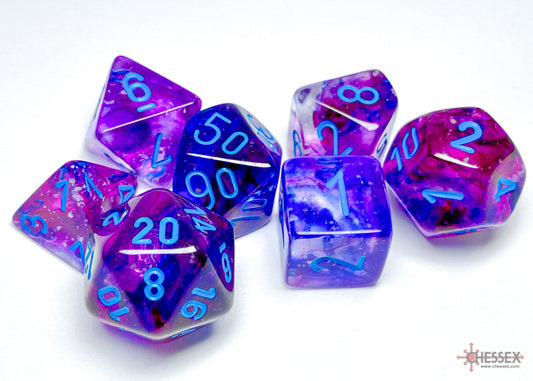 Chessex Nebula: Nocturnal/Blue Luminary Polyhedral 7-Dice Set
