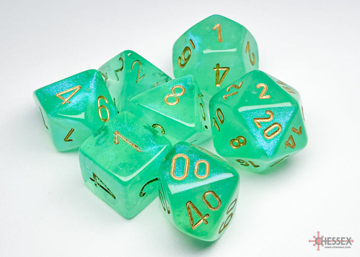 Chessex Borealis: Light Green/Gold Luminary Polyhedral 7-Dice Set