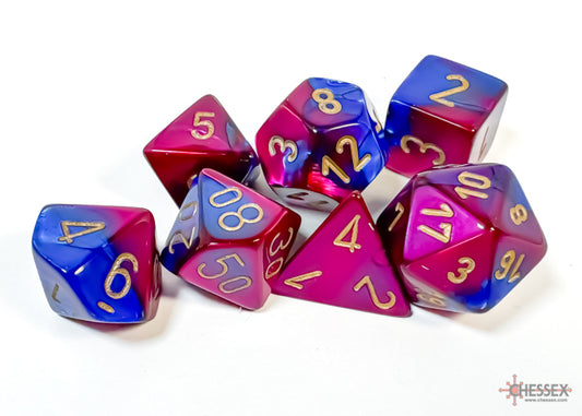 Chessex Gemini: Blue-Purple/Gold Polyhedral 7-Dice Set
