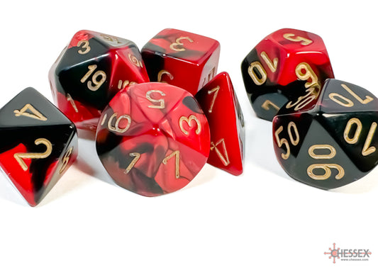 Chessex Gemini: Black-Red/Gold Polyhedral 7-Dice Set
