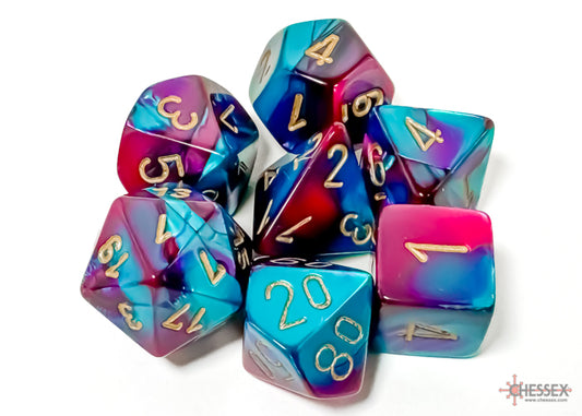 Chessex Gemini: Purple-Teal/Gold Polyhedral 7-Dice Set