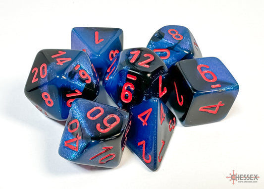 Chessex Gemini: Black-Starlight/Red Polyhedral 7-Dice Set