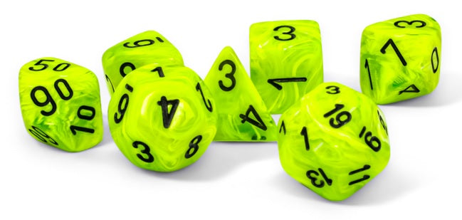 Chessex Mega-hedral Vortex: Bright Green/Black 7-Die Set