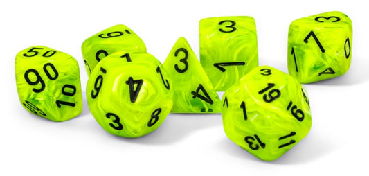 Chessex Mega-hedral Vortex: Bright Green/Black 7-Die Set