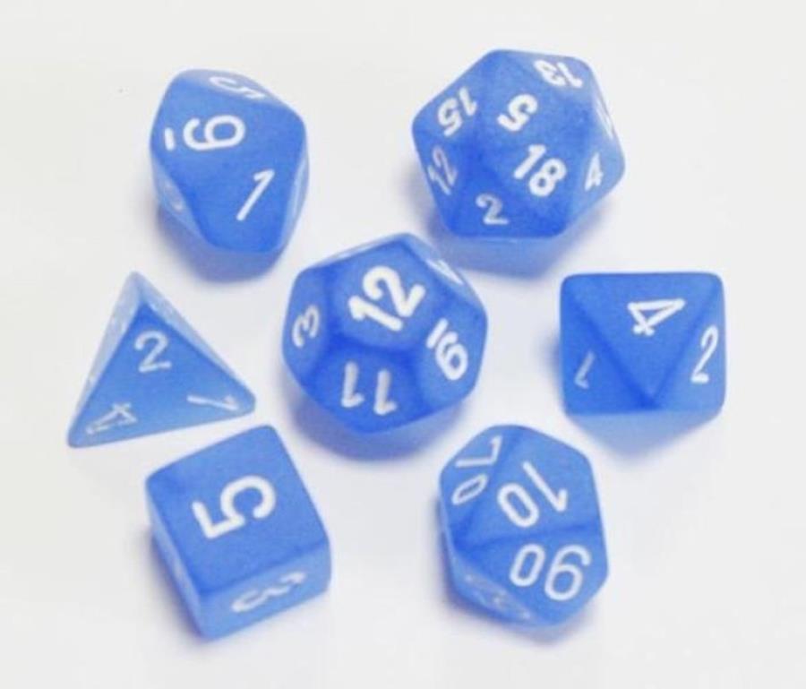 Chessex Frosted: Blue/White Polyhedral 7-Dice Set