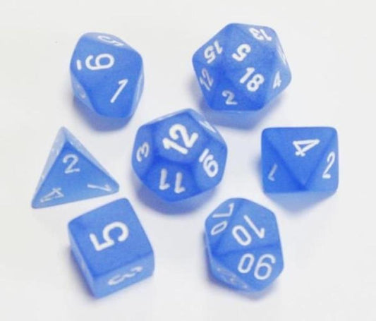 Chessex Frosted: Blue/White Polyhedral 7-Dice Set