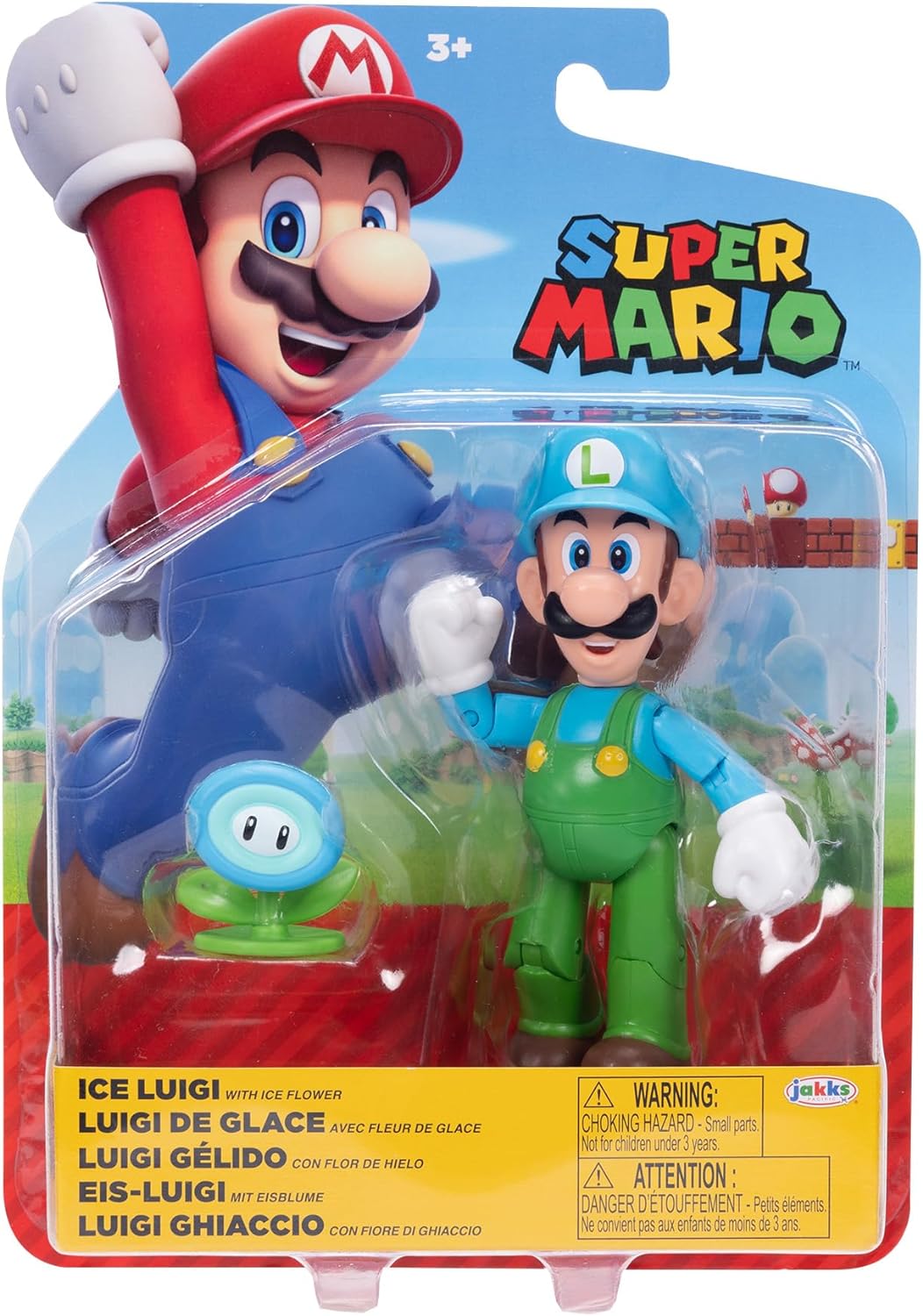 Super Mario 4" Action Figures Ice Luigi with Ice Flower