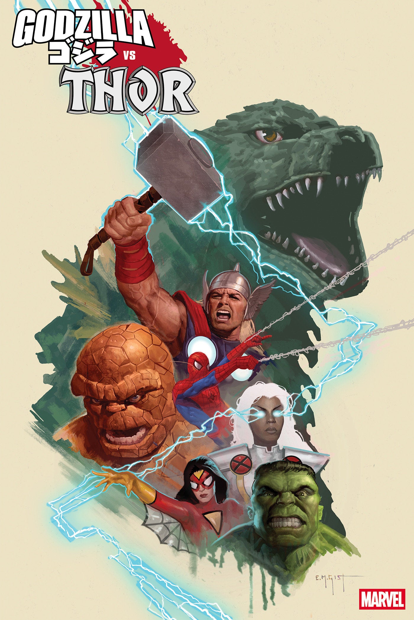 Godzilla vs. Thor #1 (E.M. Gist Marvel Universe Variant)