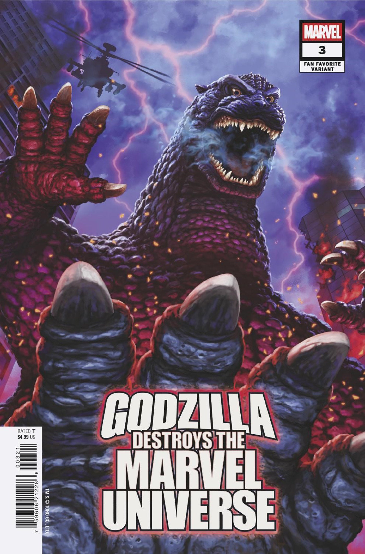 Godzilla Destroys The Marvel Universe #3 (Kaida Yuji Fan Favorite Variant)