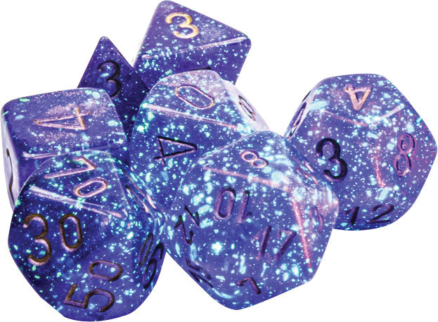 Chessex Borealis: Royal Purple/Gold Luminary Polyhedral 7-Dice Set