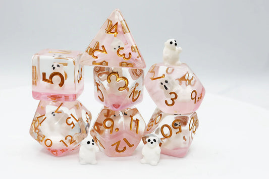FBG: Pink Polar Bear Blue Polyhedral 7-Dice Set
