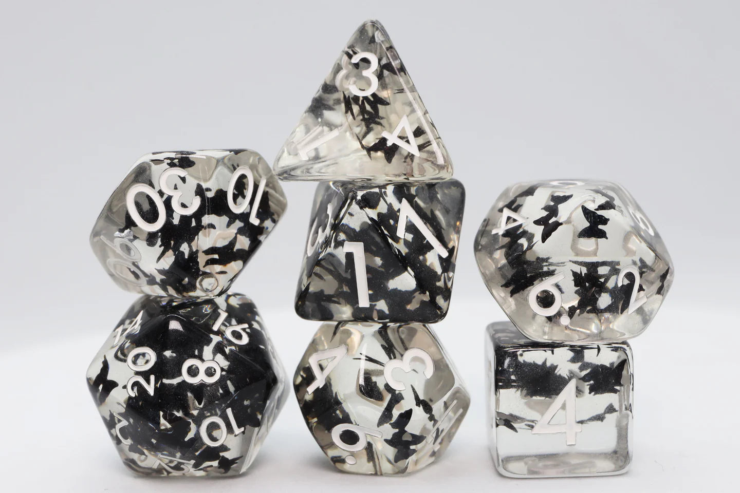 FBG: Butterfly Kiss - Black Polyhedral 7-Dice Set