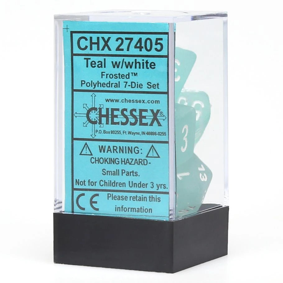 Chessex Frosted: Teal/White Polyhedral 7-Dice Set